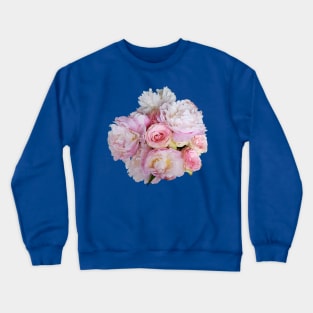 Pink Peony Flowers and Roses Photo Cutout Crewneck Sweatshirt